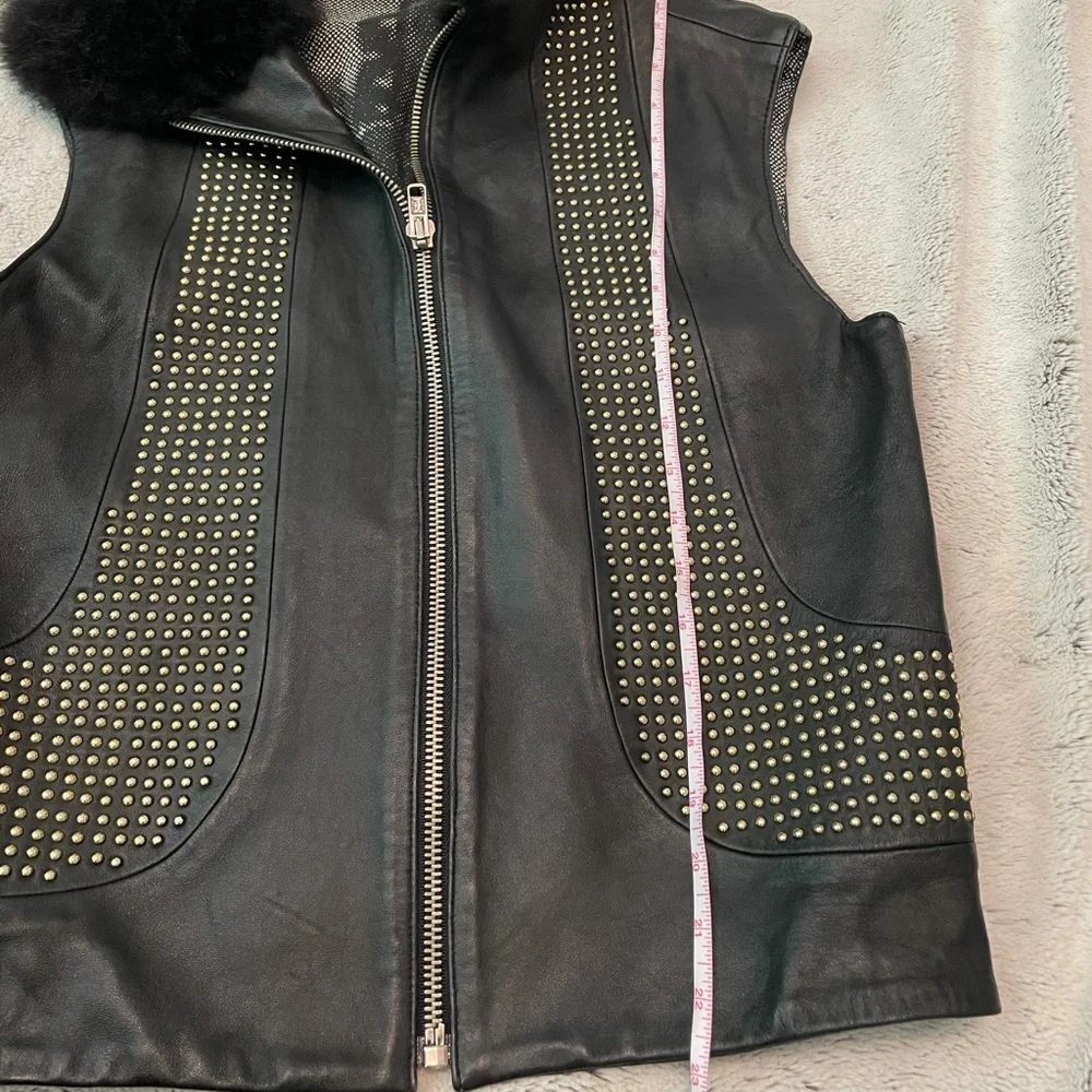 Ernte genuine leather vest with gold stud detail - Picture 12 of 16